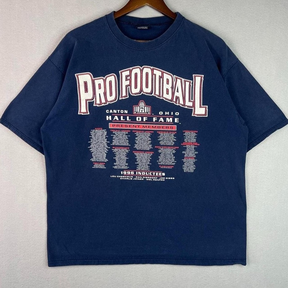 Vintage Pro Football Hall of Fame Canton Ohio 1996 Inductees Blue Tee Shirt L